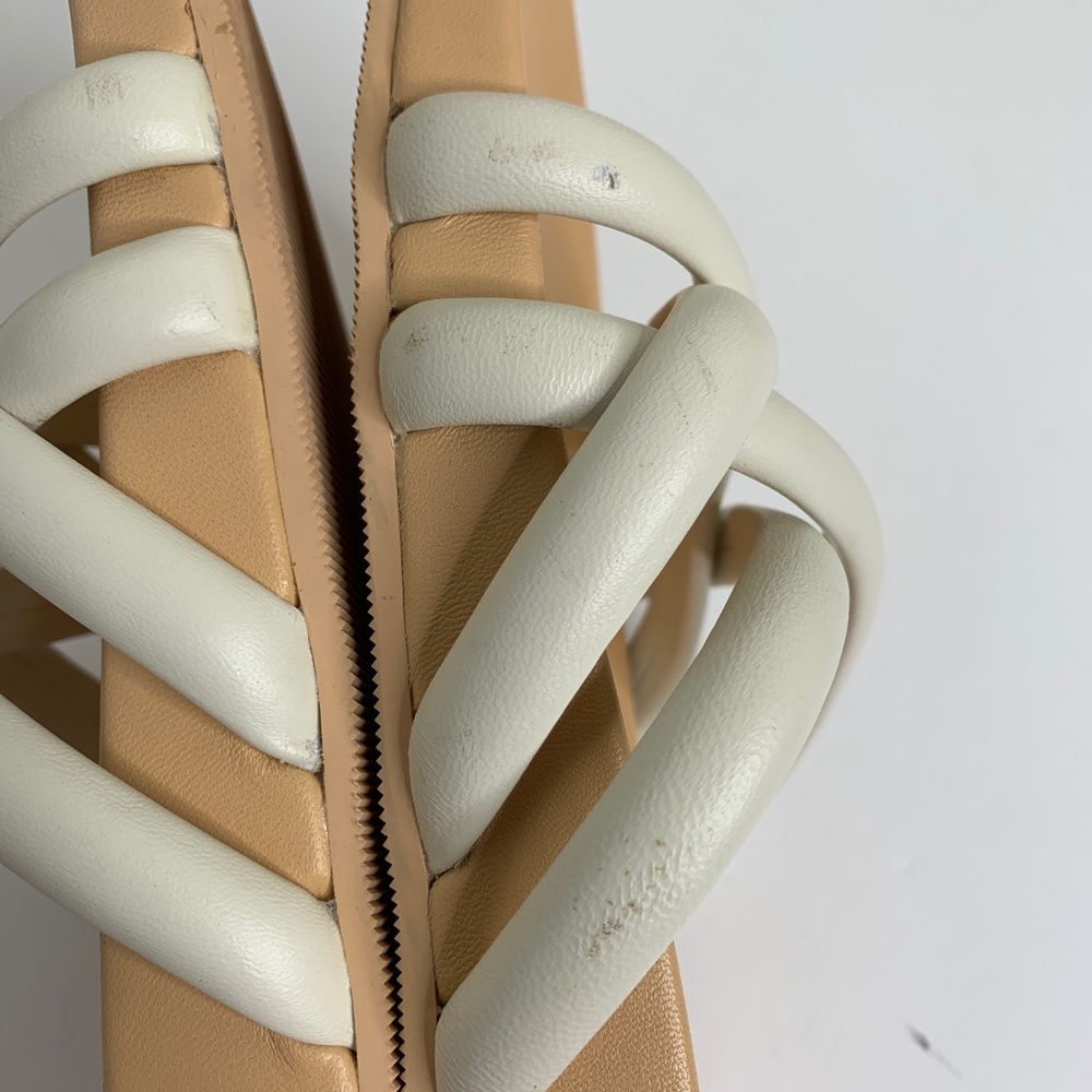 J Crew Pacific Fresh Cream Cushy Slip On Sandals Strappy Size 8.5 Women’s - Picture 10 of 11
